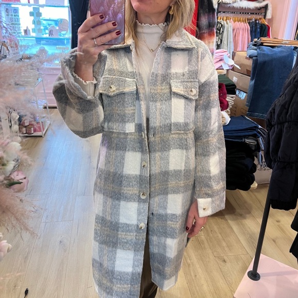Beautiful long flannel coat. New with tags. I have a few extra from my boutique - Picture 1 of 2